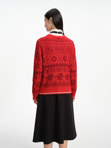 Merino Wool Knit Cardigan Knit Wear | Red