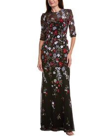 Teri Jon by Rickie Freeman | Womens | Printed Maxi Dress | Black