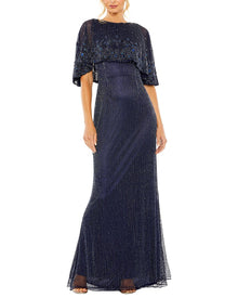 Mac Duggal | Womens | Beaded Mesh A-Line Gown | Black