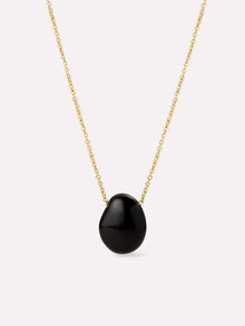 Mini Pebble Necklace | 14K Gold on Brass | Black Onyx