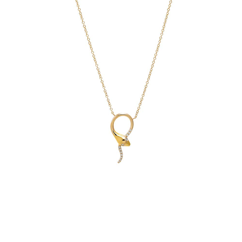 14K Gold Diamond Snake Necklace 14K - Adina's Jewels