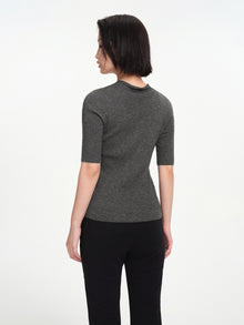 Wool V-neck Fit Sweater Top | Grey