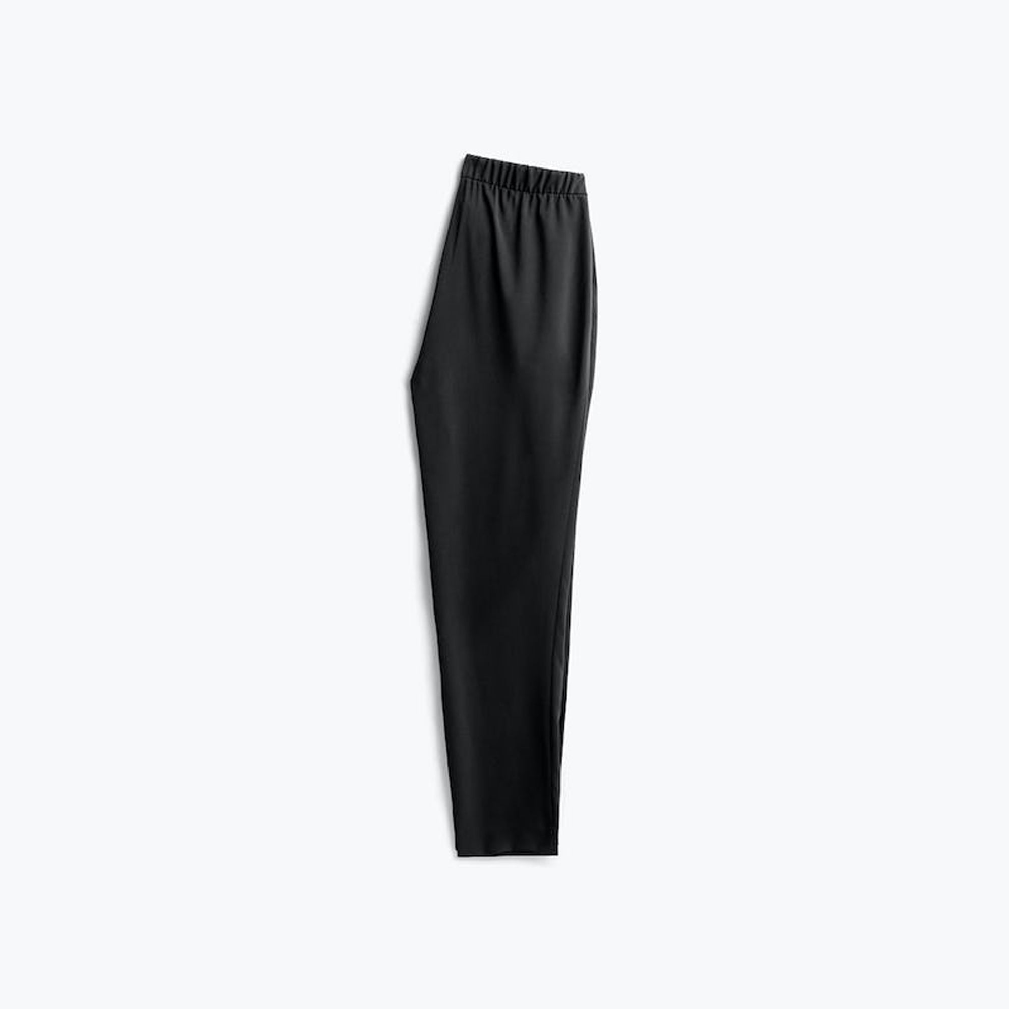 women's black swift drape pant flat shot of back folded