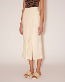 Womens | Enna Pleated Heavy Poplin Wrap Skirt | Creme