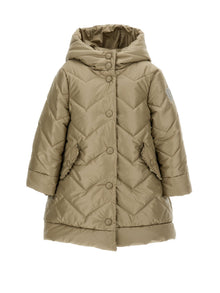 Girls | Quilted Technical Fabric Down Jacket | Taupe