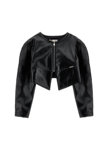 Girls | Coated Fabric Bolero With Zip | Black