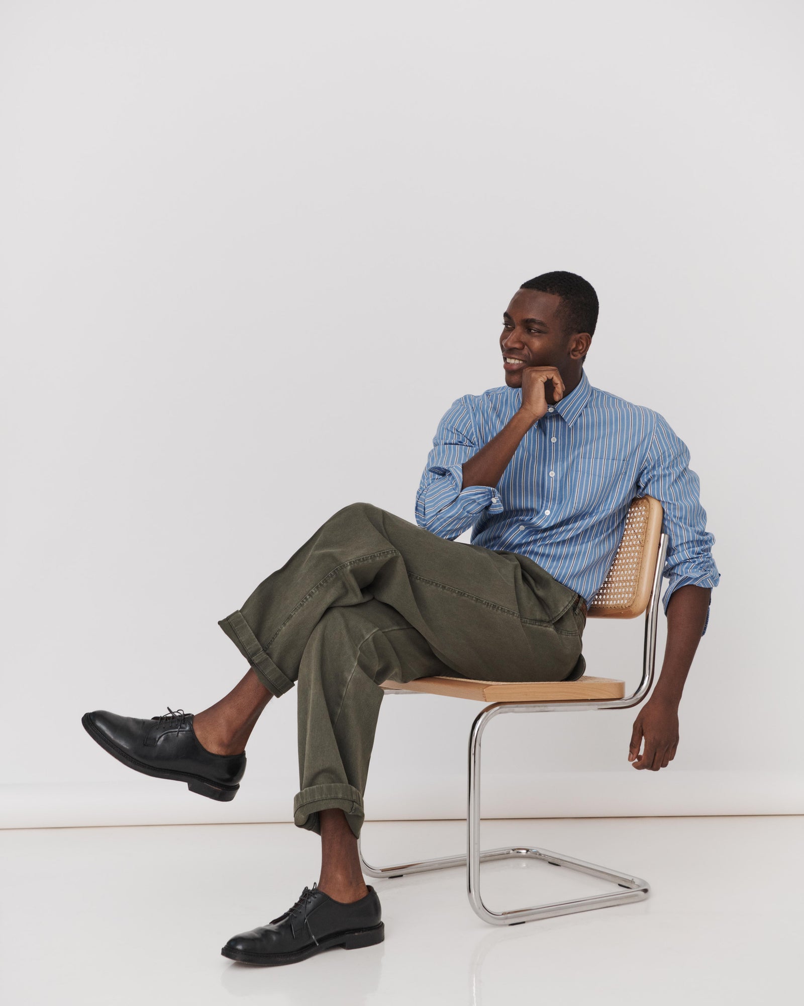 Men | Mill Shirt | Ticking Stripe Blue x Navy x White Stripe