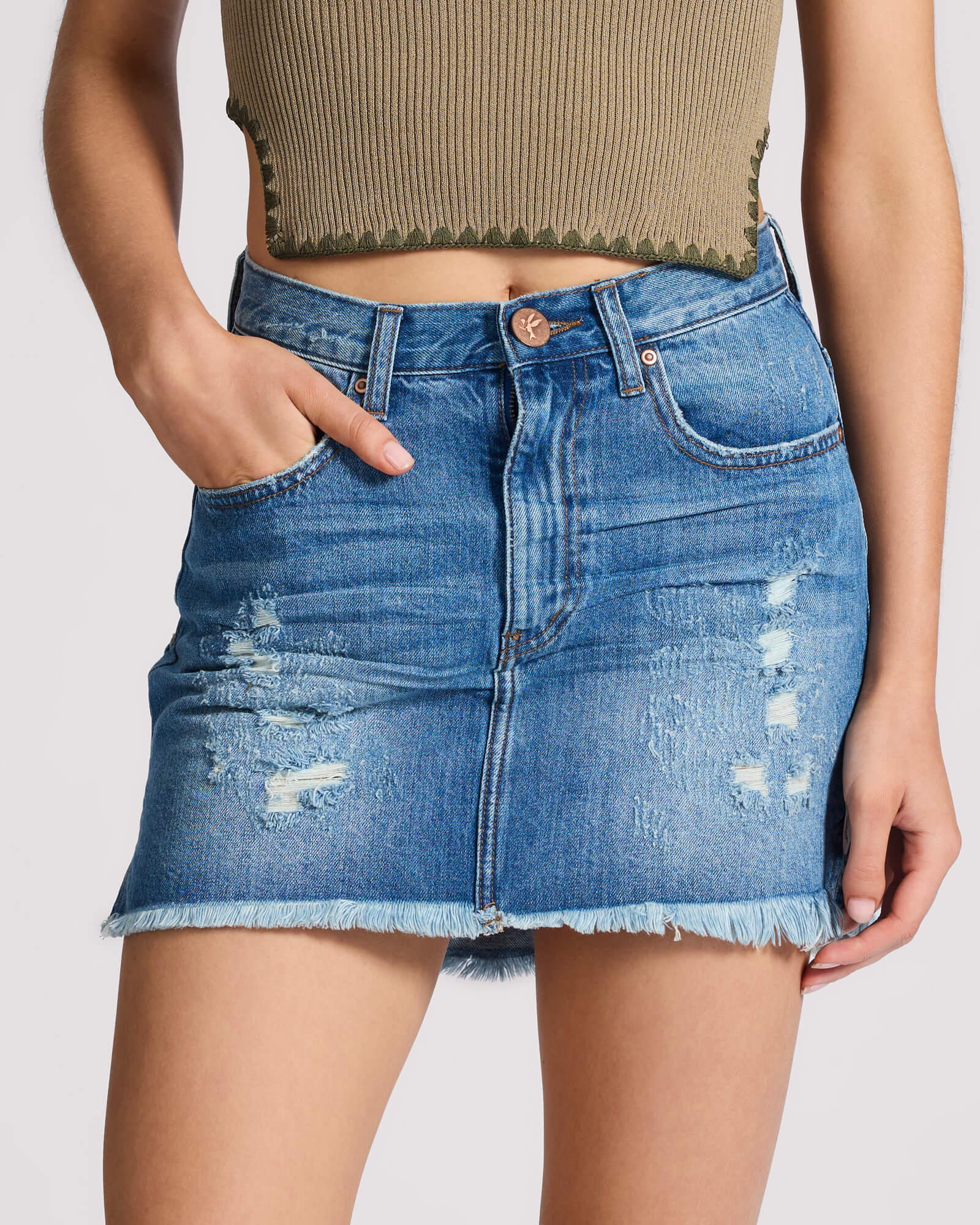 2020 High Waist Mini Denim Skirt | Pacifica