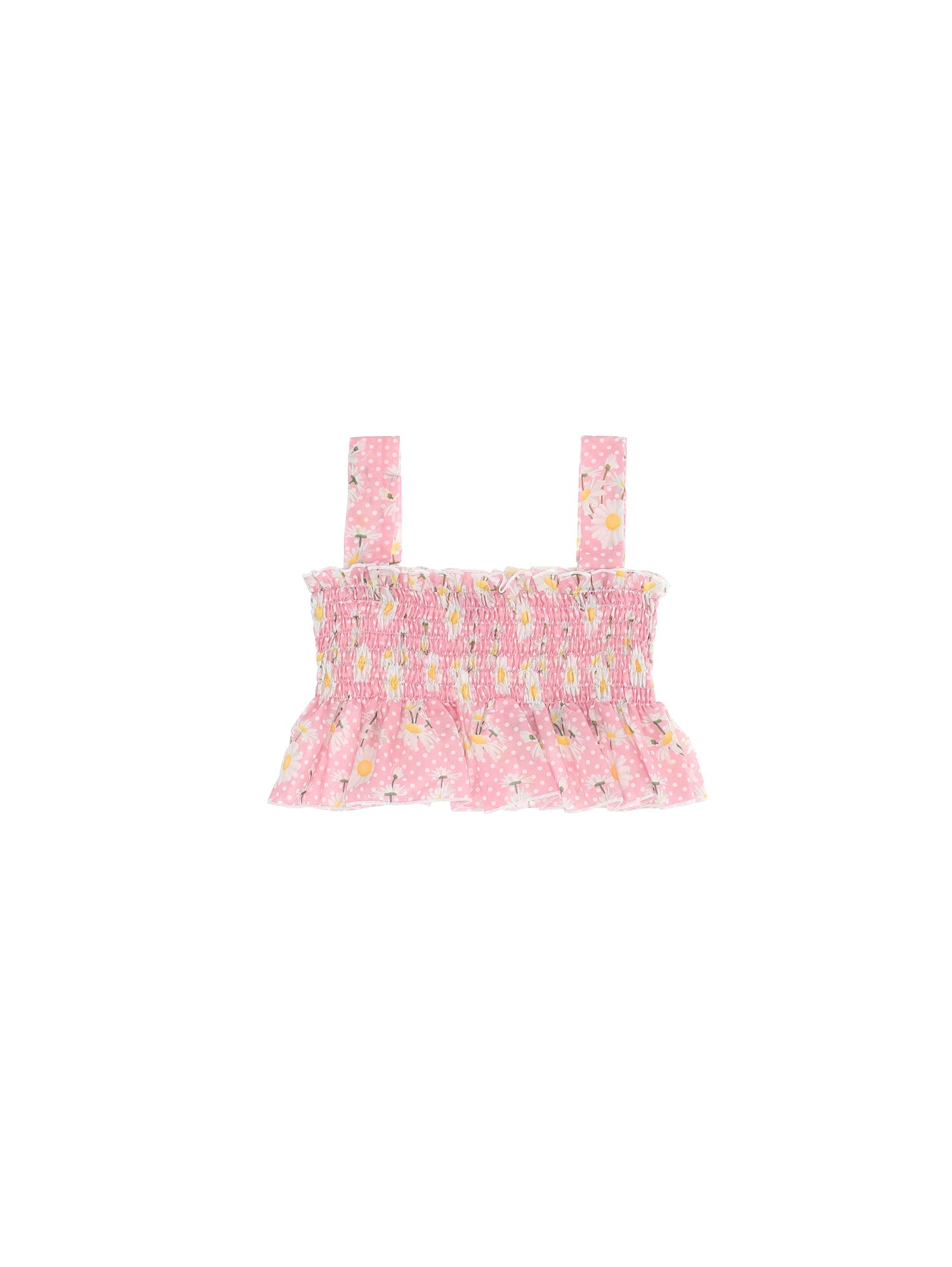 Girls | Daisy And Polka Dot Muslin Top | Antique Pink