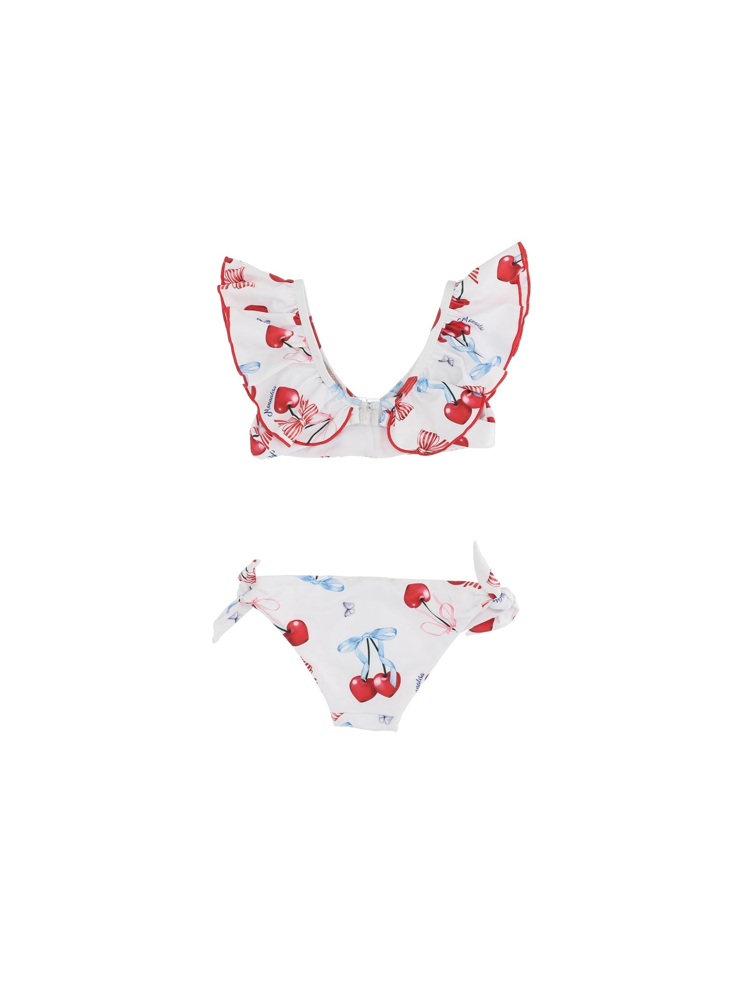 Girls | Stretch Bikini With Cherry Print | White/Red