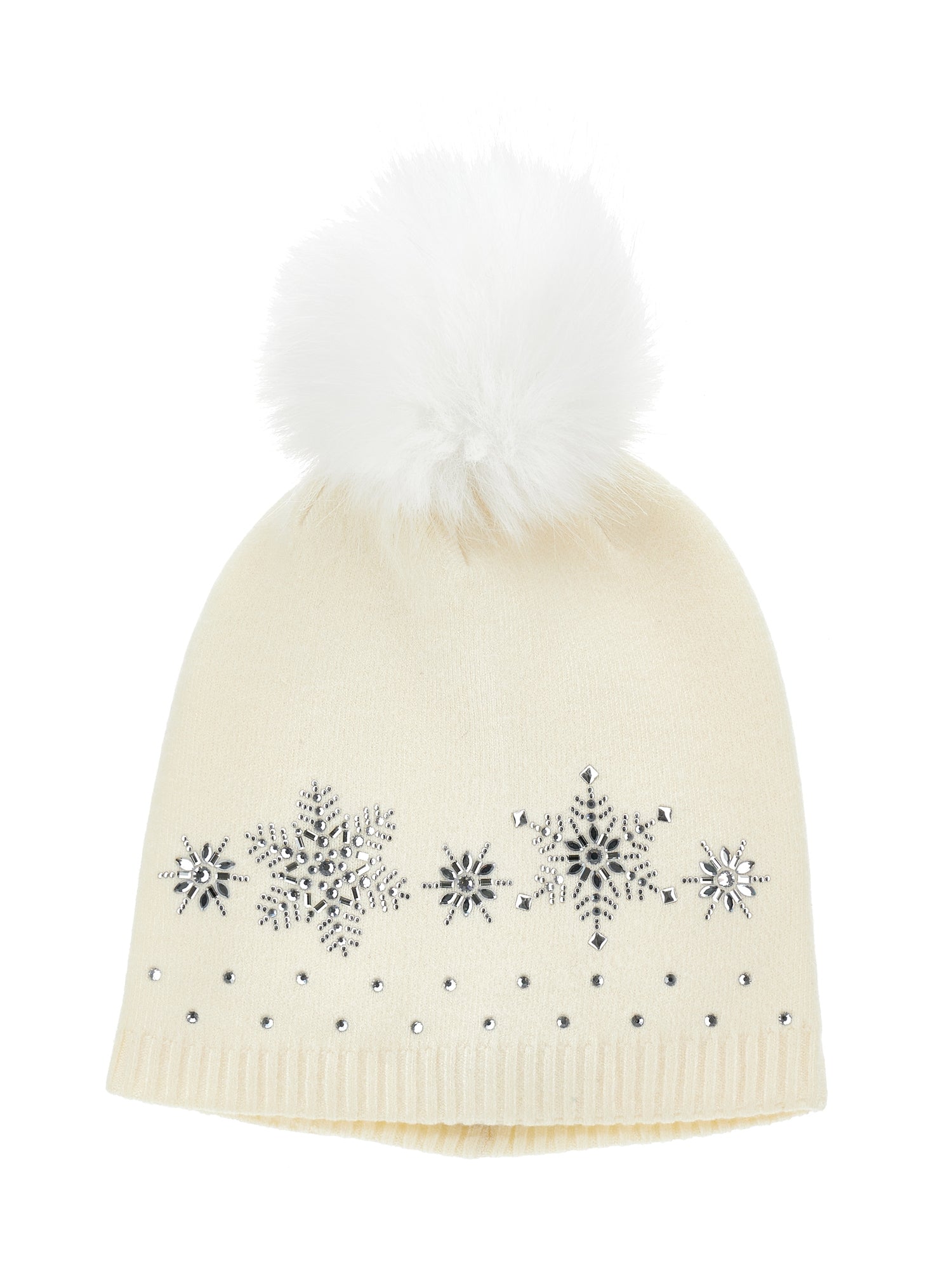 Girls | Rhinestone Wool Blend Hat | Cream