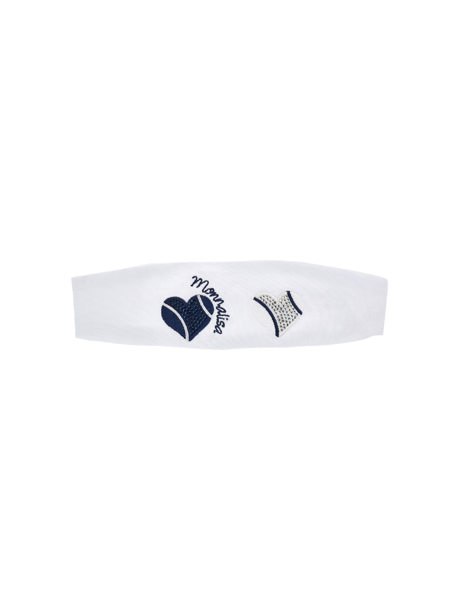 Girls | Jersey Headband With Embroidery | White/Blue
