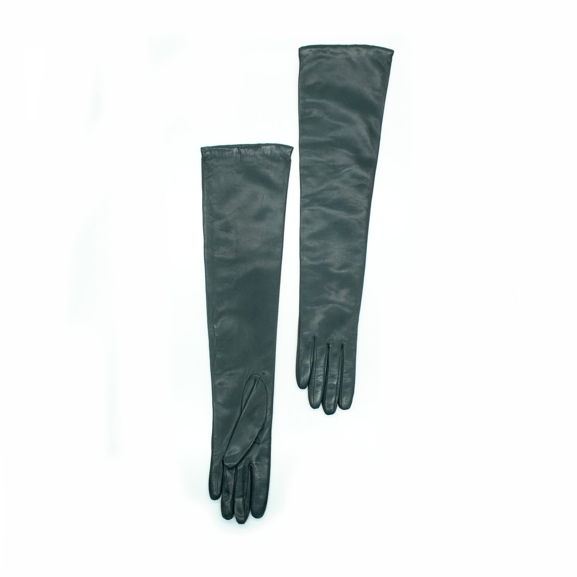 Womens | Made In Italy Elbow Length Leather Gloves | Grey