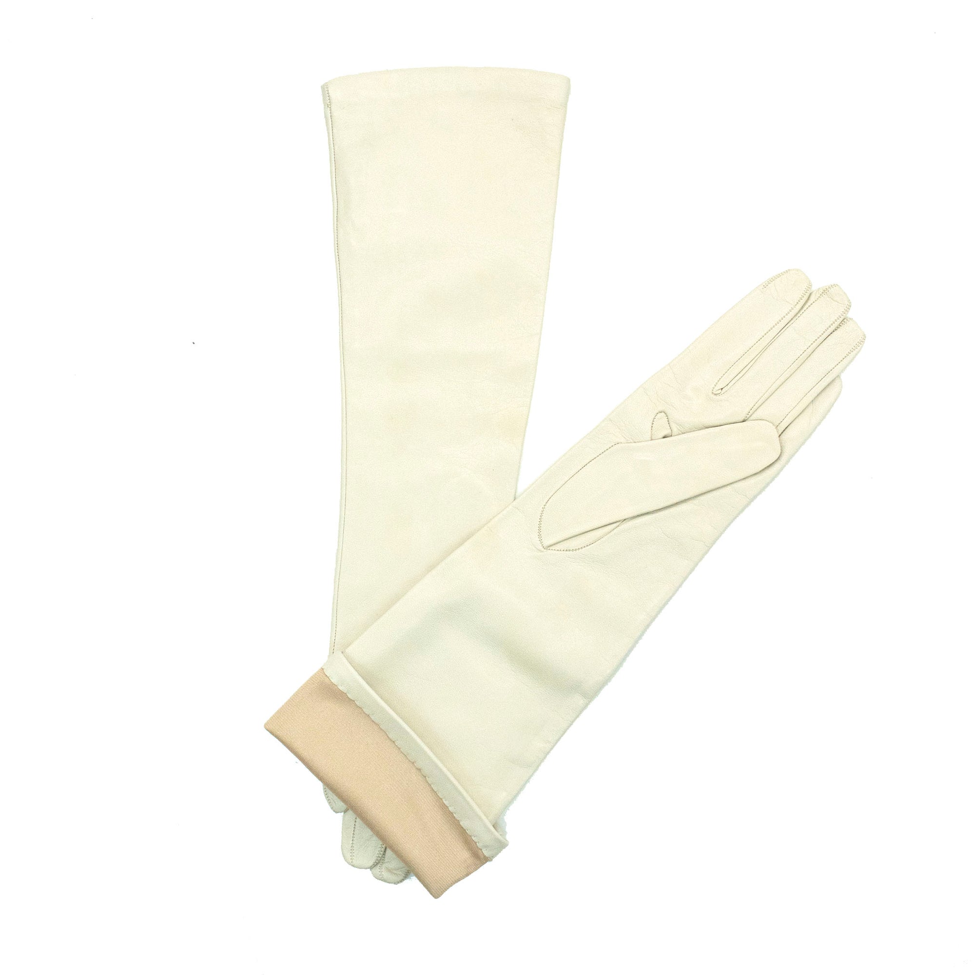 Womens | Made In Italy Long Leather Gloves | Bone