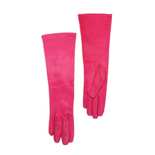 Womens | Made In Italy Long Leather Gloves | Bright Fuschia