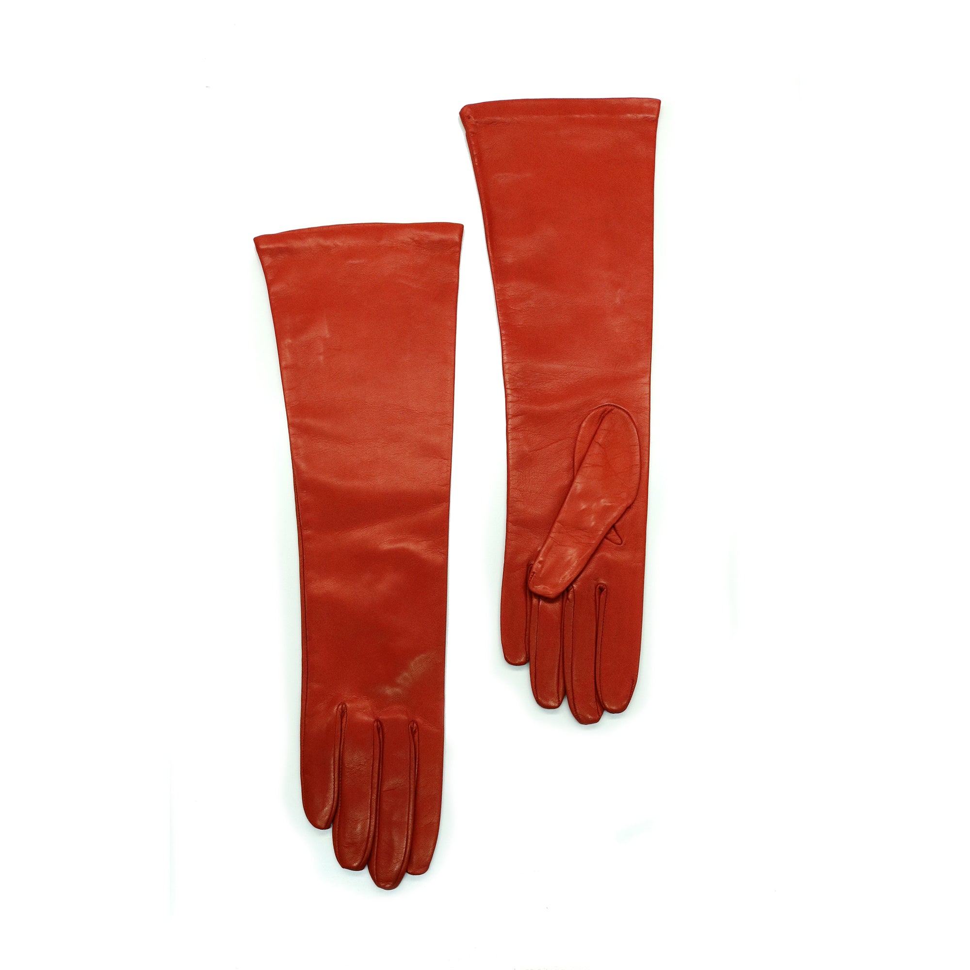 Womens | Made In Italy Long Leather Gloves | Orange