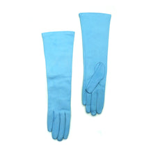 Womens | Made In Italy Long Leather Gloves | Turquoise