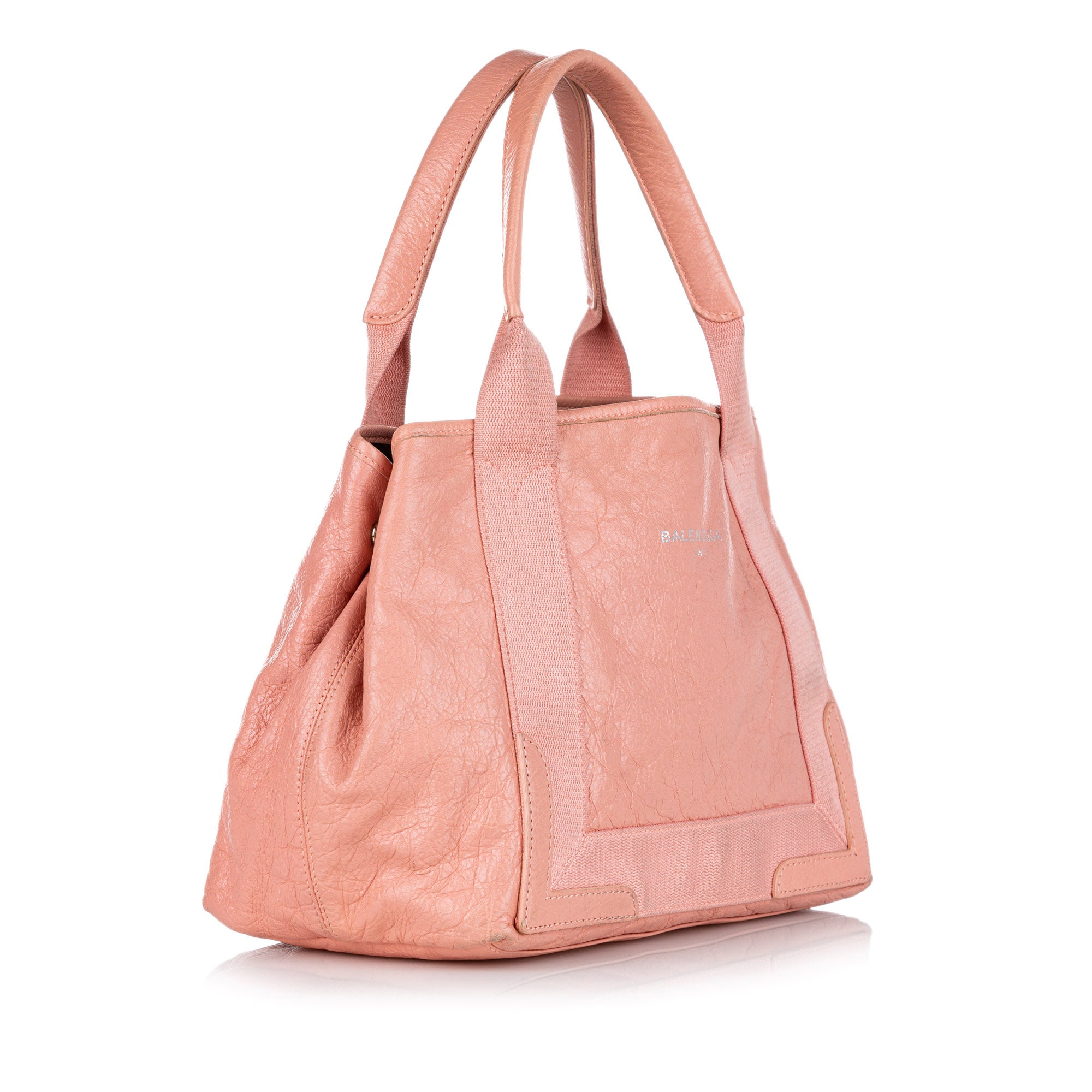 Balenciaga | Pre-Owned Navy Cabas S Leather Tote Bag | Pink/Light Pink