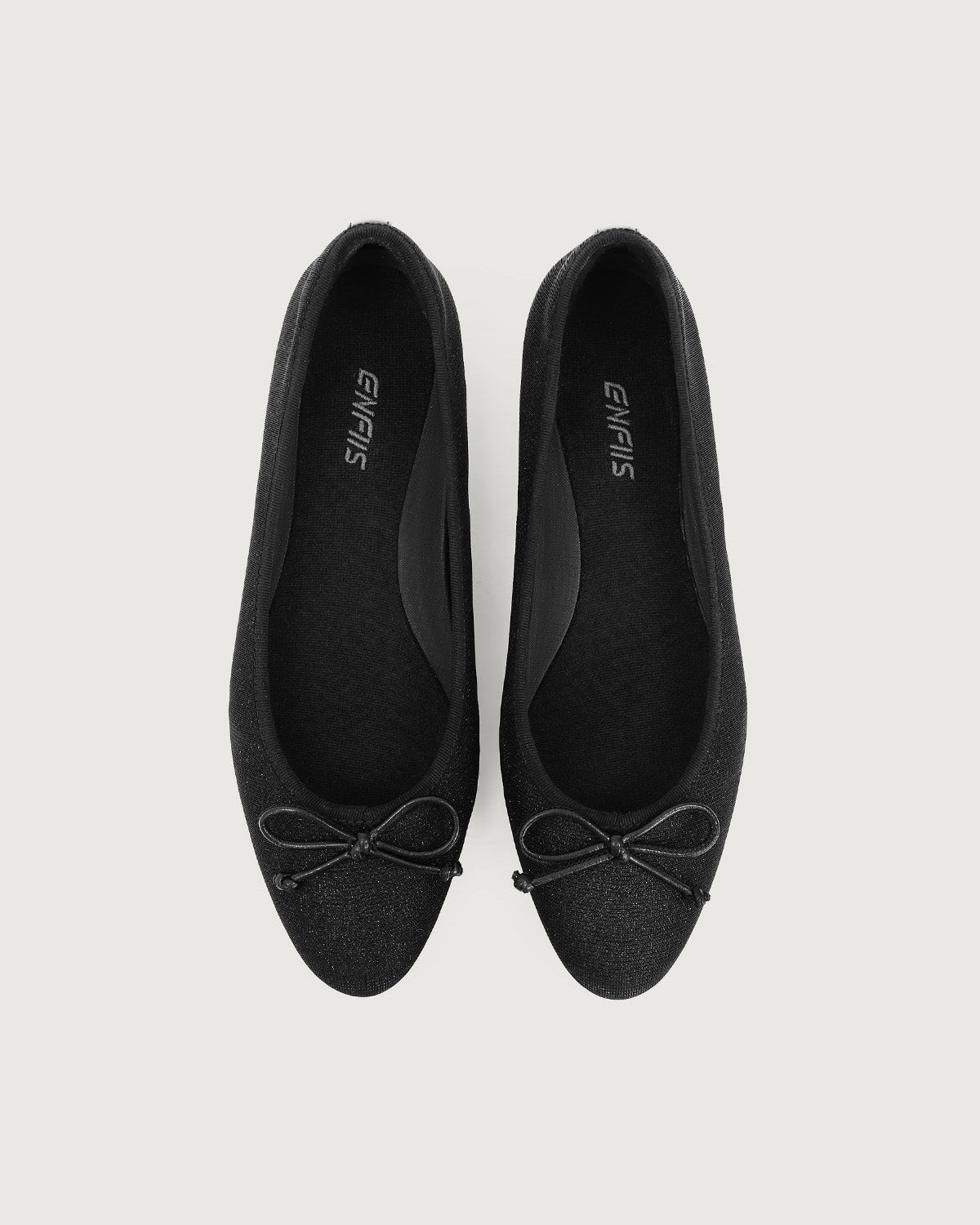 Enfiis Black Glitter Ballet Flats. | Black