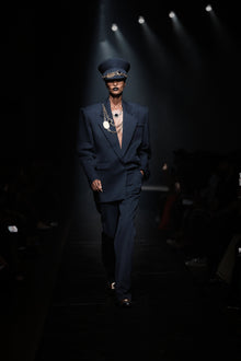 Chain Plate Straight Leg Trouser | Midnight Blue