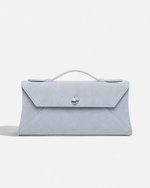 Cassandra Clutch | Light Blue Suede