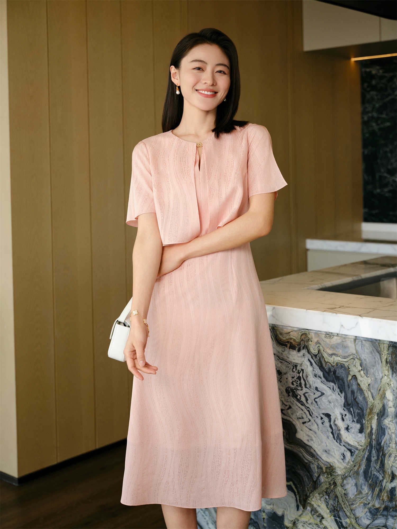 New Chinese-style silk Dress | Pink