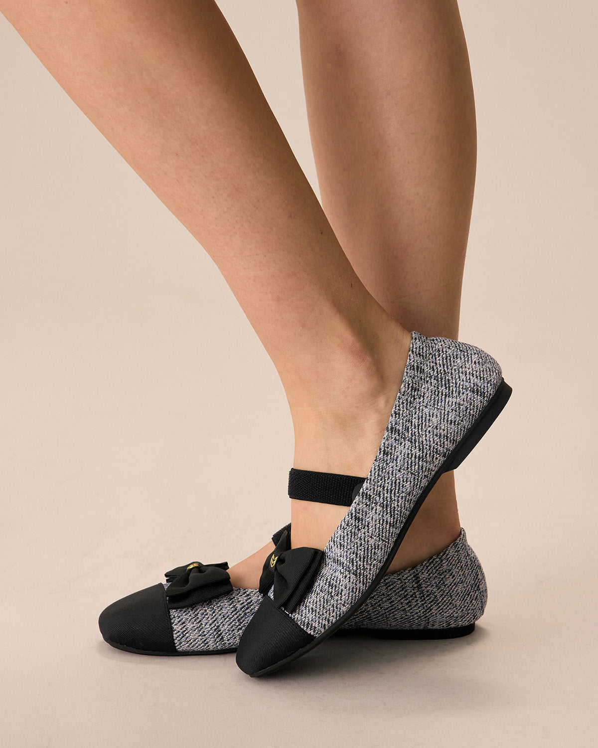 Enfiis Black Twill Jacquard Ballet Flats | Multi