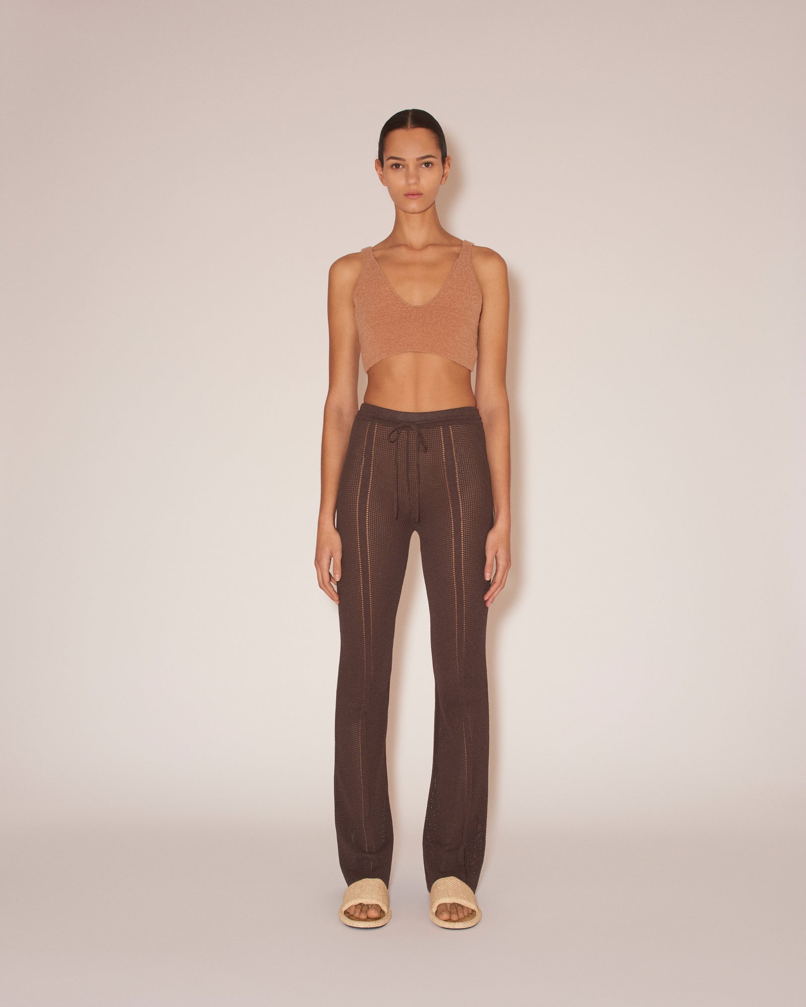 Womens | Gabin Paper Crochet Pants | Brown