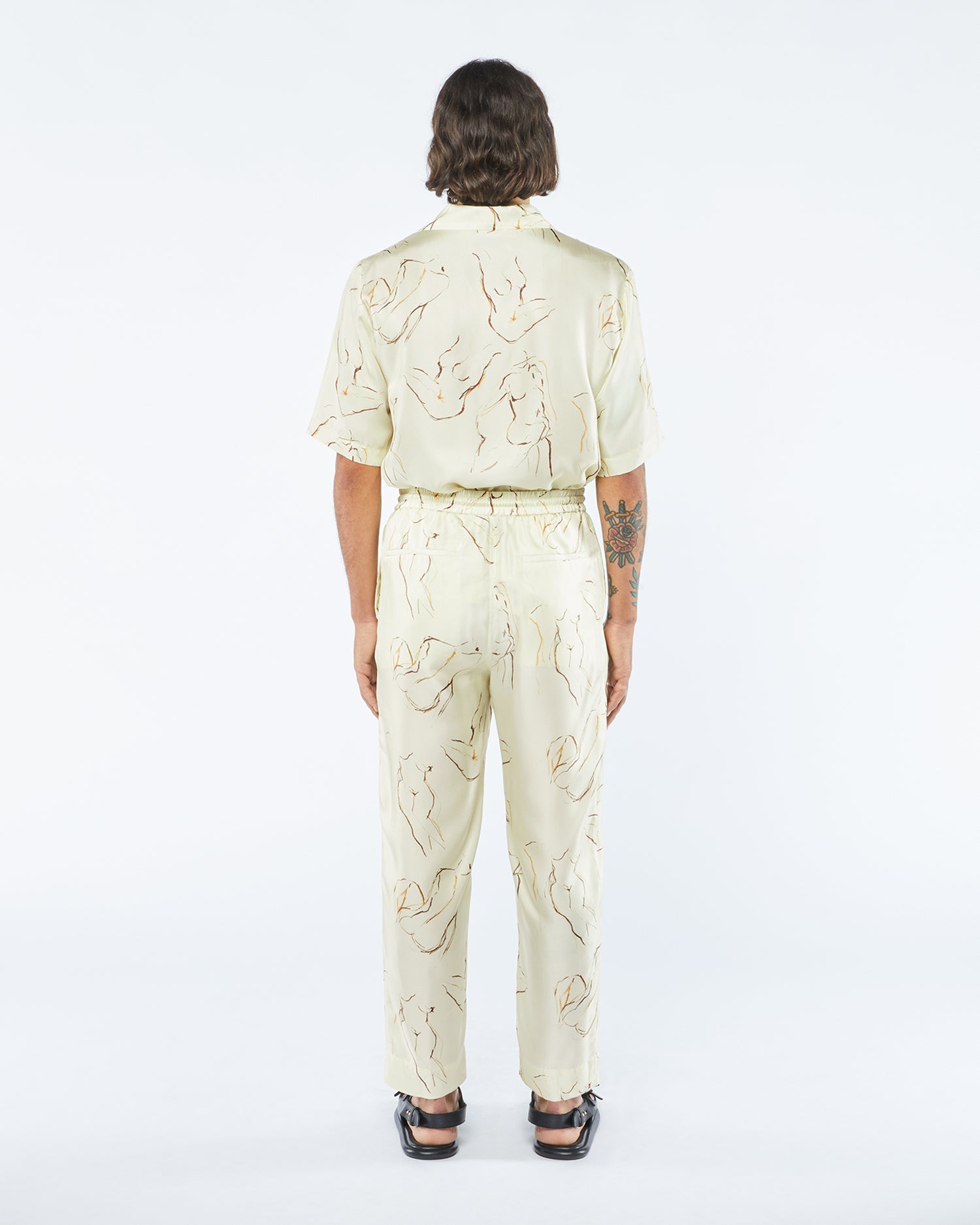 Jain Printed Twill Silk Pants | Line Drawing Small Scale