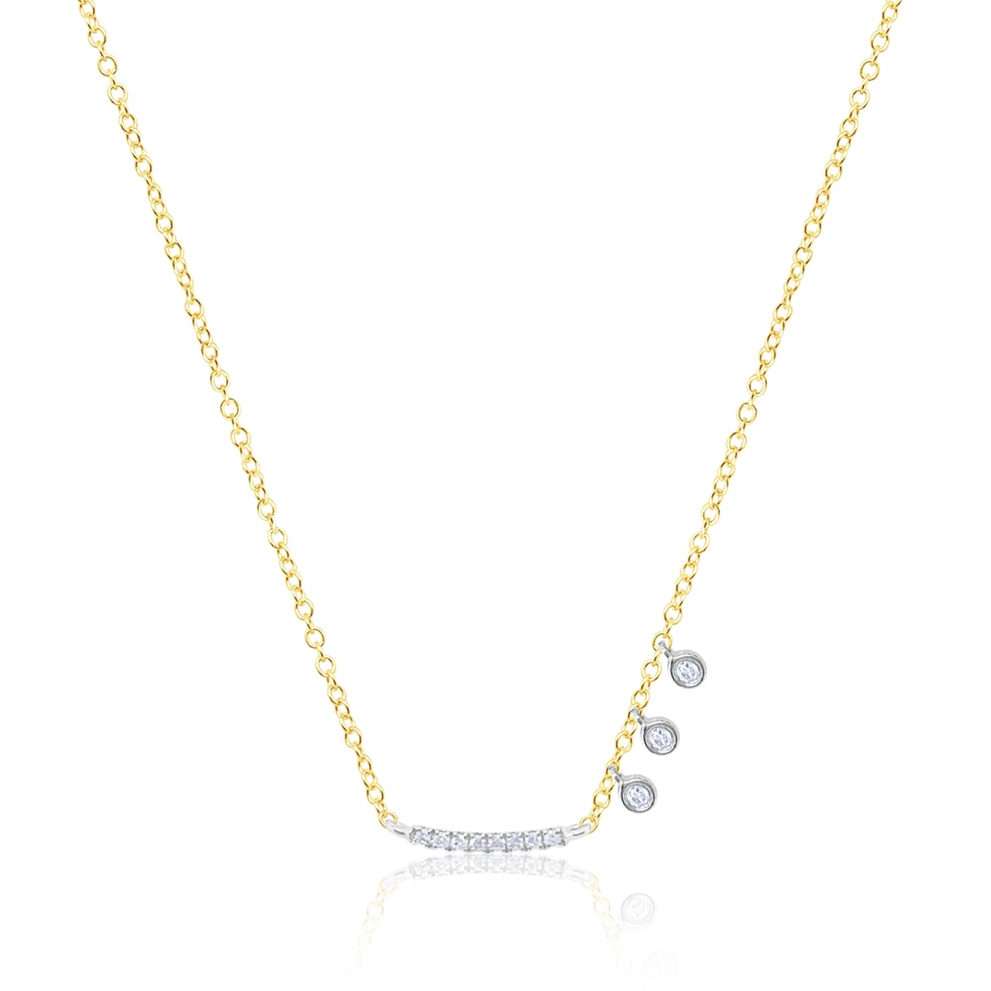 Diamond Bar Necklace 14Kt Yellow Gold 18 Inches Adjustable | Yellow Gold