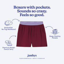 Modal Boxer Lounge Shorts | Boxers with Pockets | Cabernet/Lavender