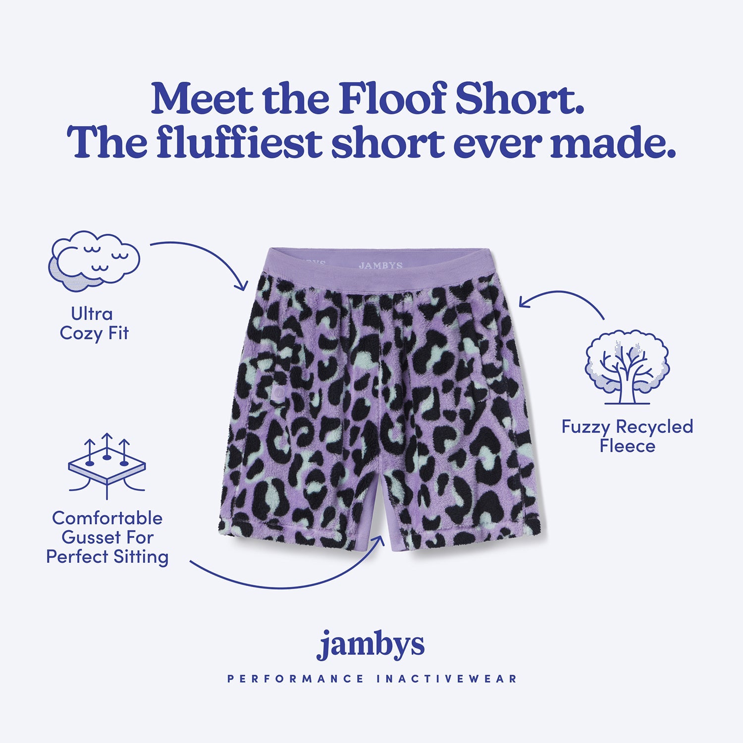 Sherpa Fleece Lounge Shorts | Lavender Leopard