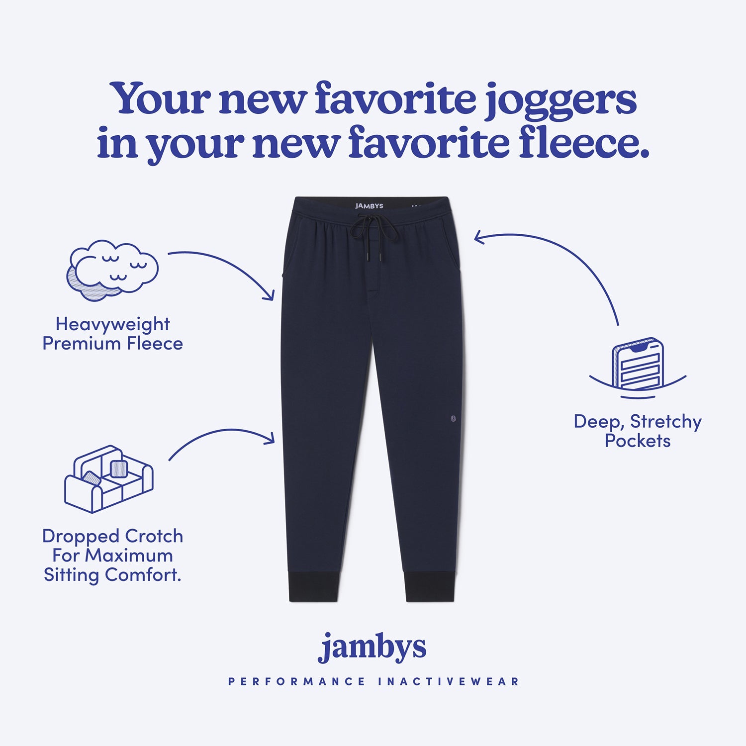 Heavyweight Recycled Fleece Joggers | Navy/Black