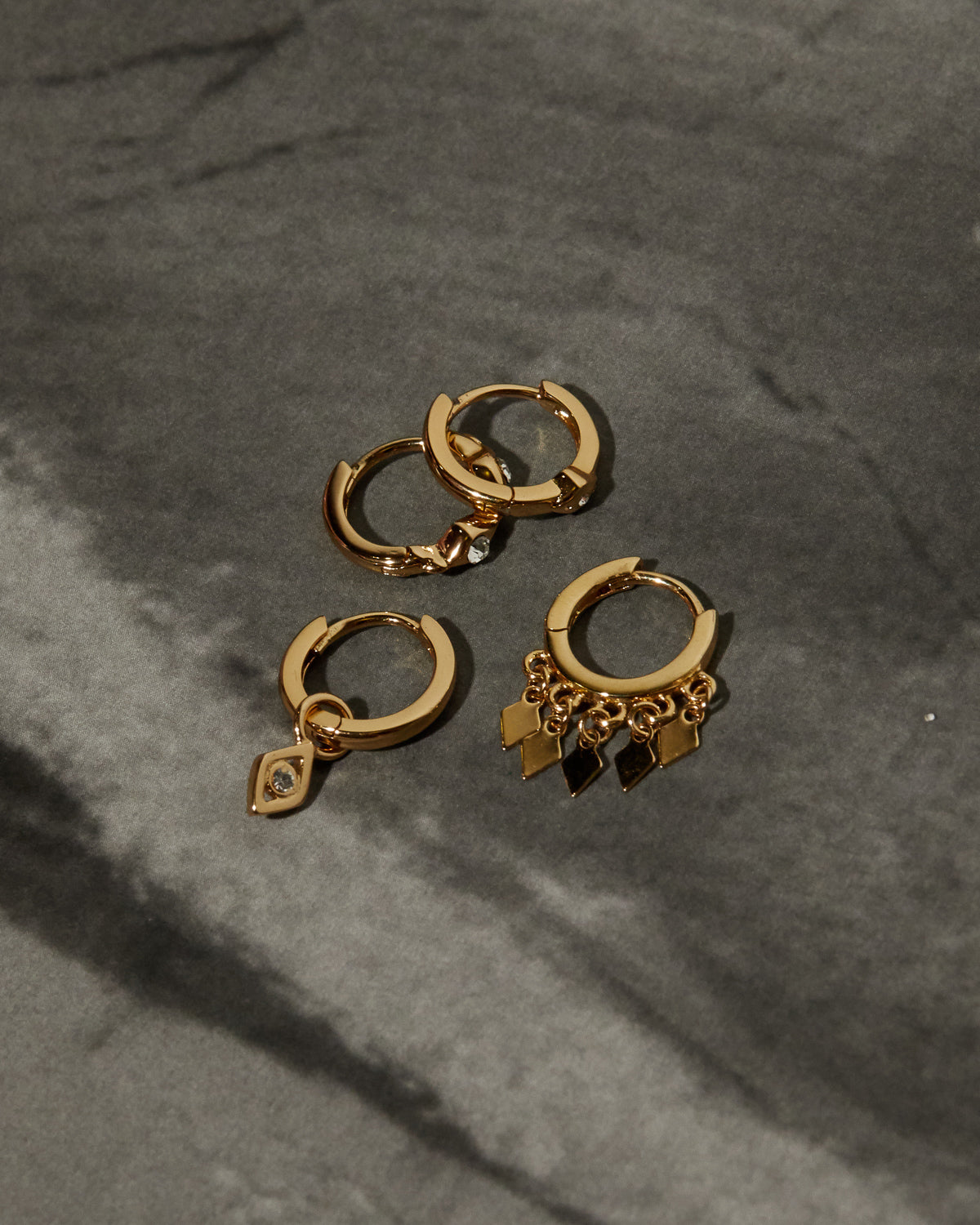 Evil Eye Hoop Huggies  | Silver