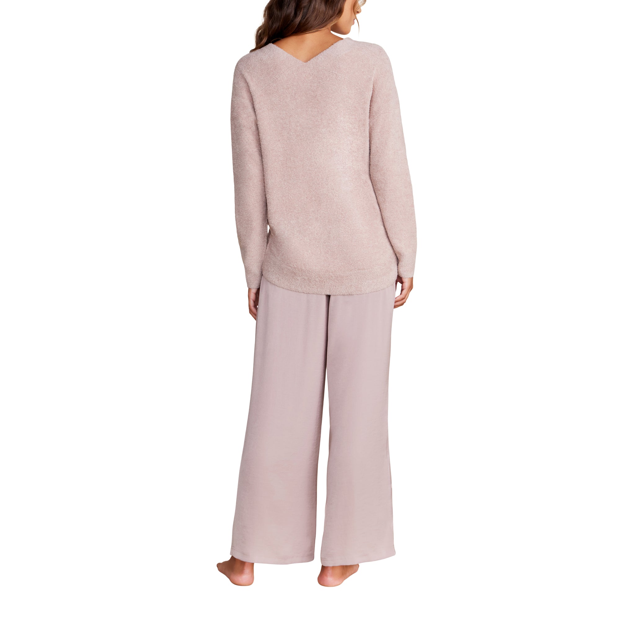 Cozychic Lite V Neck Seamed Pullover | Pink Clay