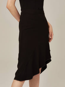 Ruffled Hem Midi Dress | Black