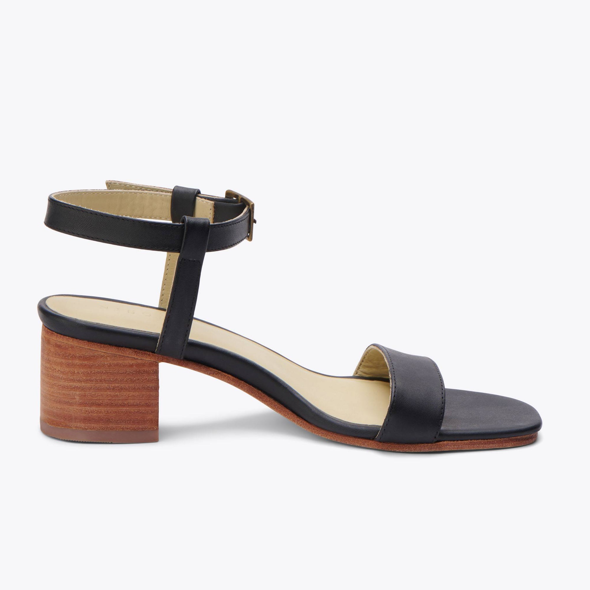 Lucia Block Heel Sandal Black Women's Leather Sandal Nisolo