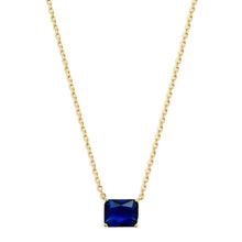 The Blue Solitaire Emerald Necklace | 18KT Gold Vermeil