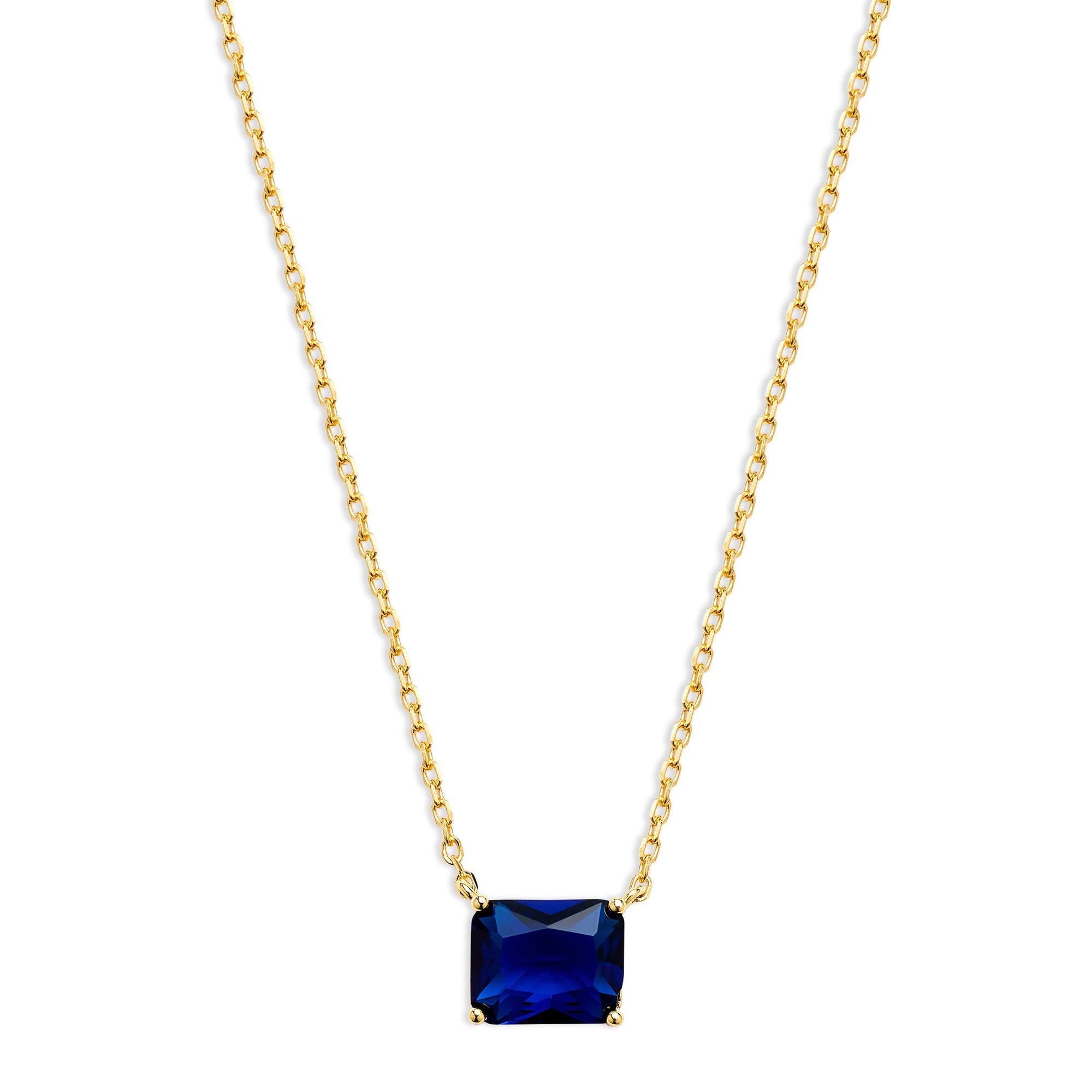 The Blue Solitaire Emerald Necklace | 18KT Gold Vermeil