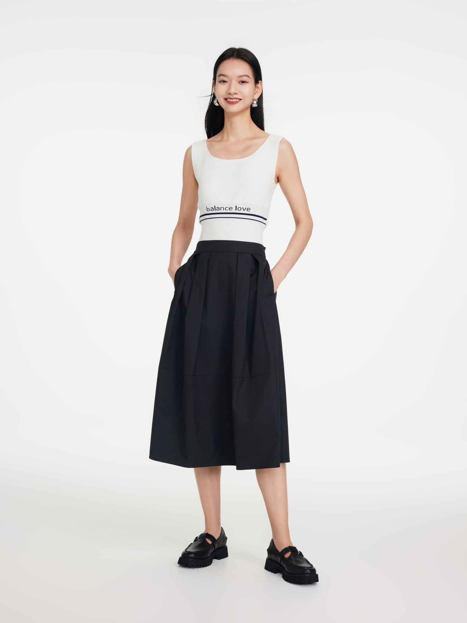 A-Line Midi Skirt | Black