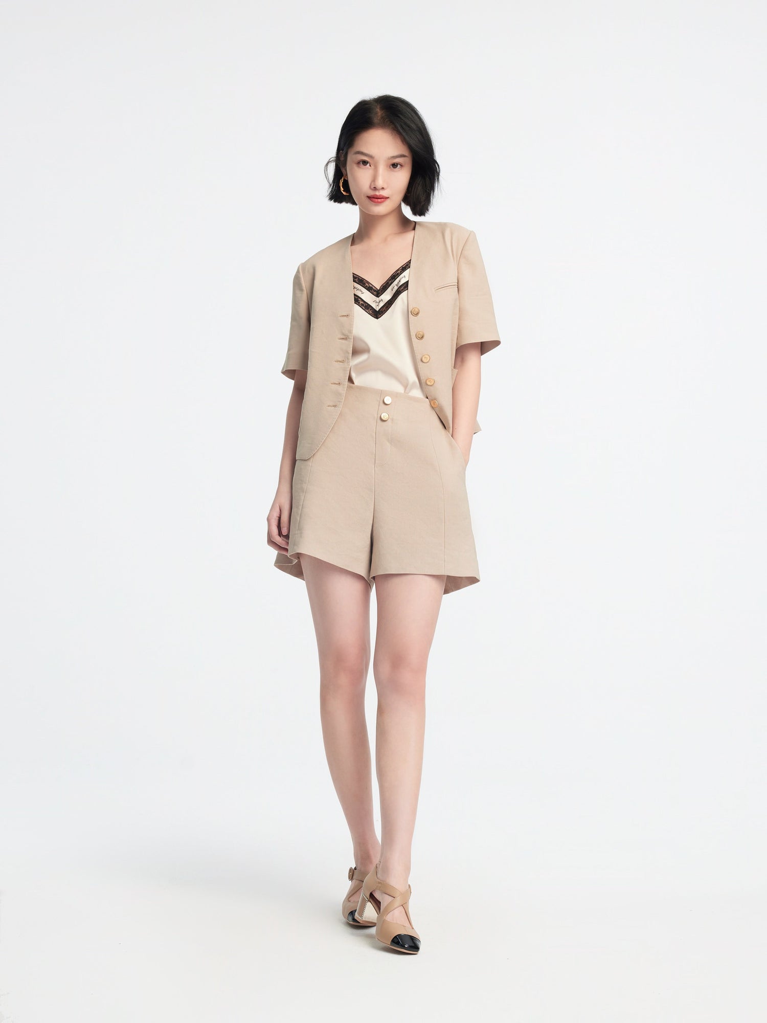 Pleated Shorts | Khaki
