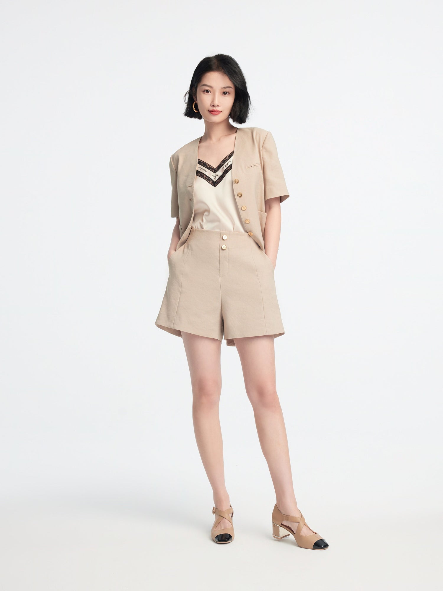 Pleated Shorts | Khaki