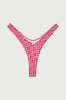 Full Moon Gingham Micro Bikini Bottom - Ladybug Gingham