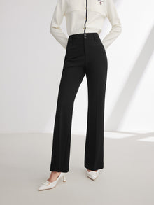 Straight Leg High-Waisted Flared Pant | Black