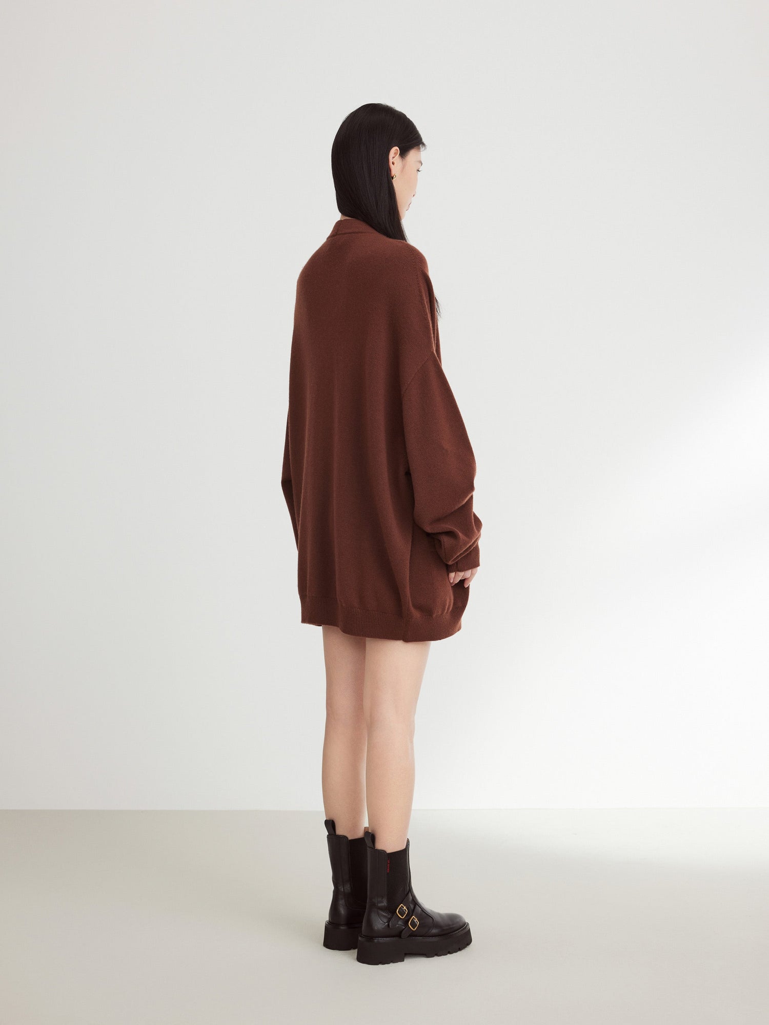 Oversized V-Neck Sweater | Brown