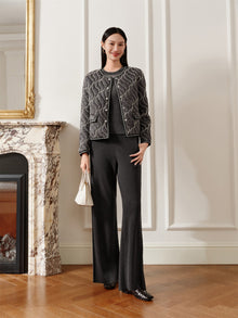 Round Neck Boxy Quilted Cotton Coat | Grey