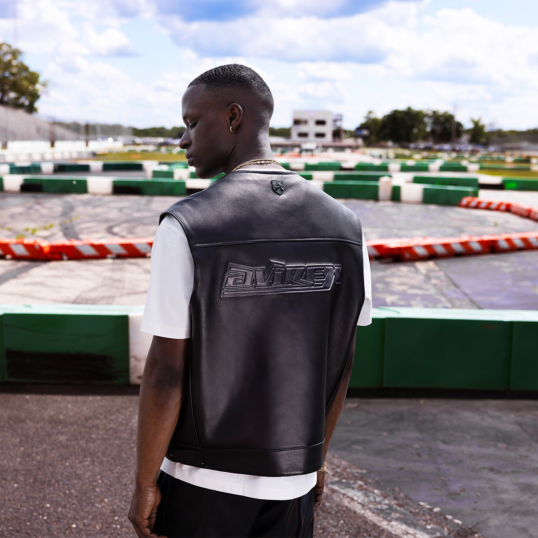 Black-Out Leather Racer Pant | Black