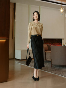 Silk and Wool Cashmere Knitted Sweater | Khaki