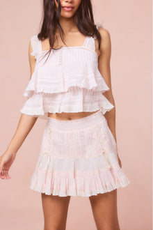 Novalee Cotton Peplum Ruffle Top | Tea Rose Pink