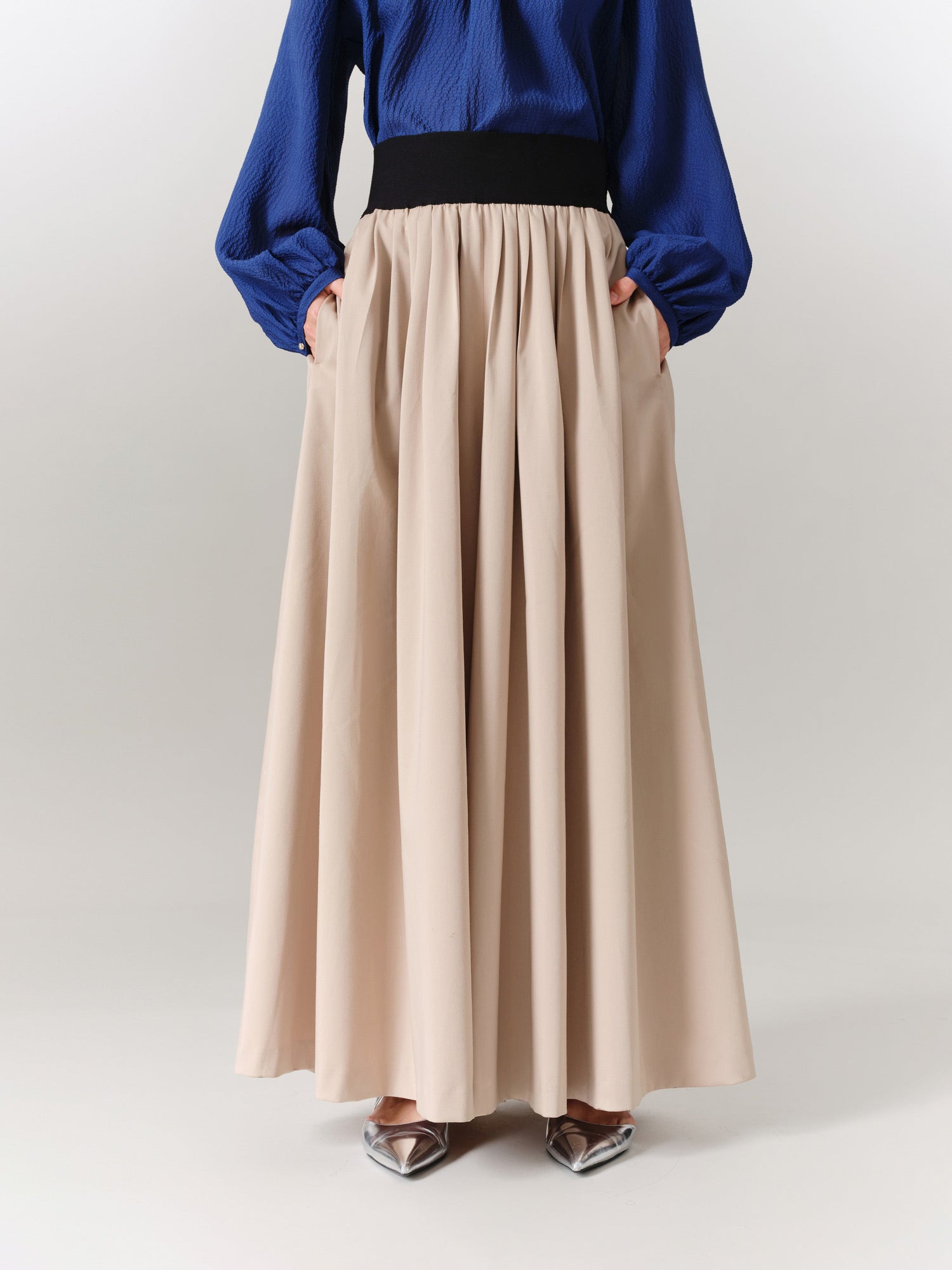 High-Waist Relaxed-Fit Skirt Pants | Khaki